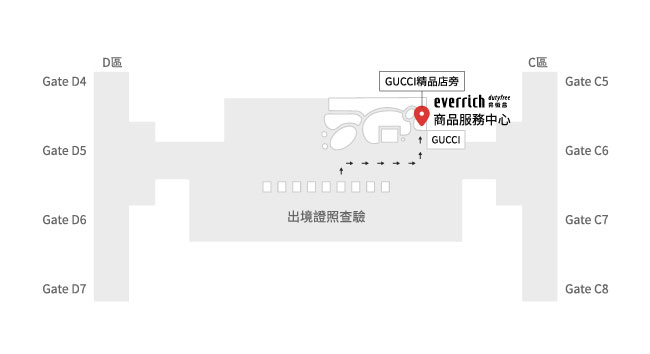 桃園國際機場 第二航廈出境大廳地圖