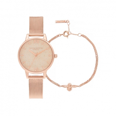 Olivia BurtonOlivia Burton Glitter Dial 手錶手鍊組
