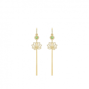 Swarovski施華洛世奇 Symbol鏤空蓮花金長耳環