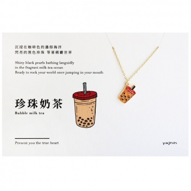 Bubble milk tea卡片項鍊 Card Necklace 台灣文化入色款|珍珠奶茶