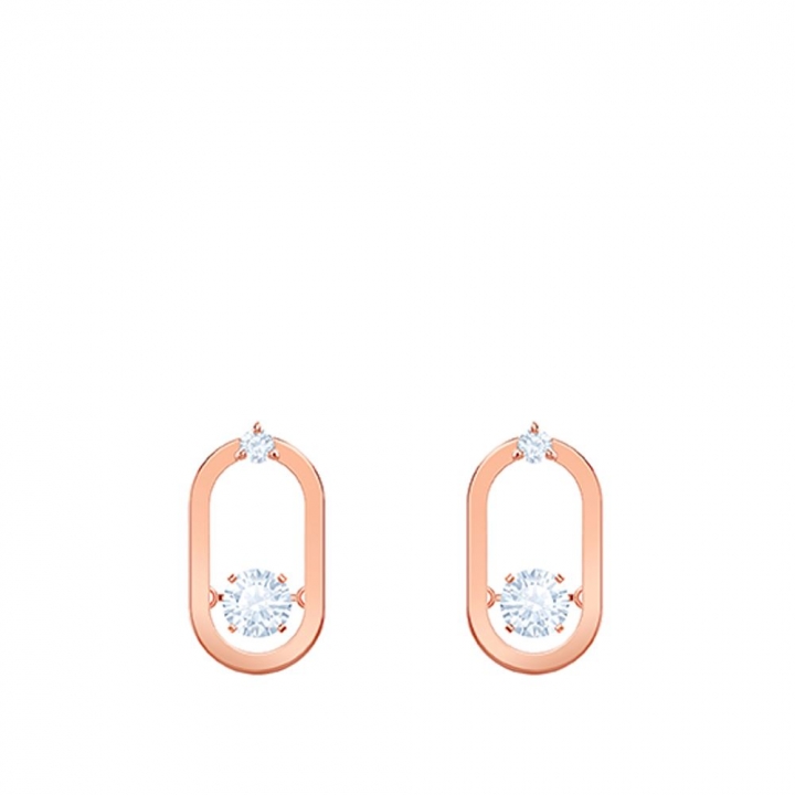 Sparkling Dance Pierced Earrings, White, Rose-gold tone platedSparkling Dance 穿孔耳環
