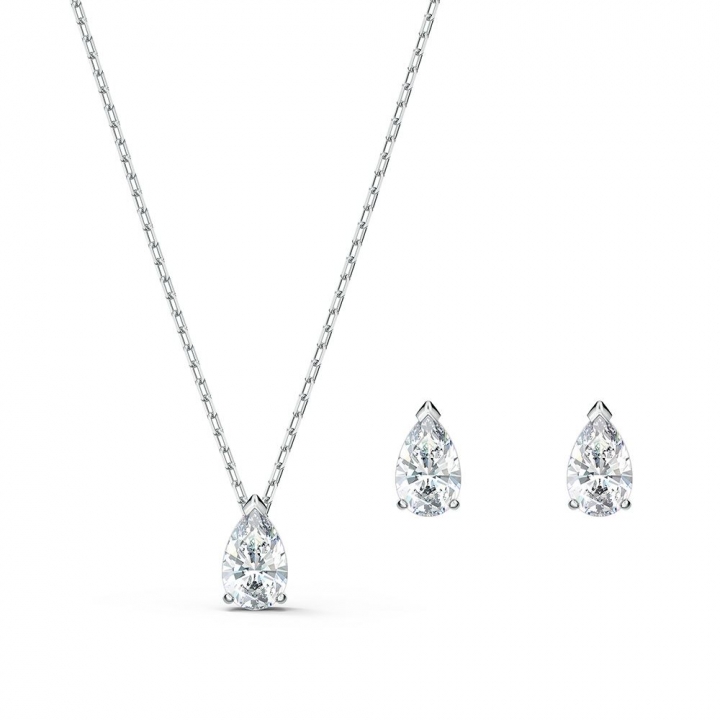 Attract  Pear Set, White, Rhodium platedAttract  Pear 套裝