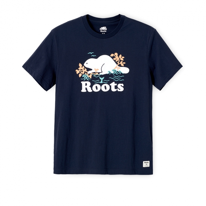 S/S TEERoots男裝-海洋友善系列 海狸LOGO短袖T恤 