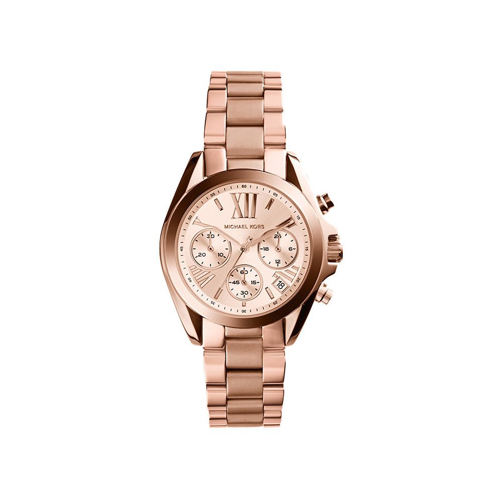 Michael Kors BRADSHAW 羅馬假期三眼計時腕錶 玫瑰金