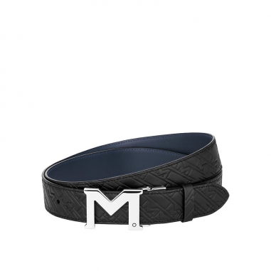 Montblanc萬寶龍(精品) 雙面皮帶 M 搭扣黑色/藍色