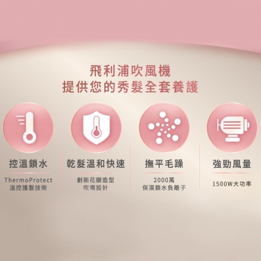Philips BHD360 21Philips 飛利浦|含烘罩負離子溫控護髮吹風機(BHD360 21) 霧柔黑