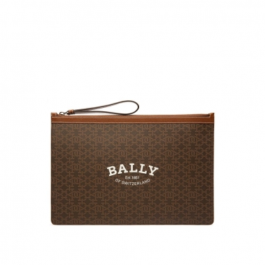 BALLY巴利 CLIFF LOGO皮革壓紋手拿包