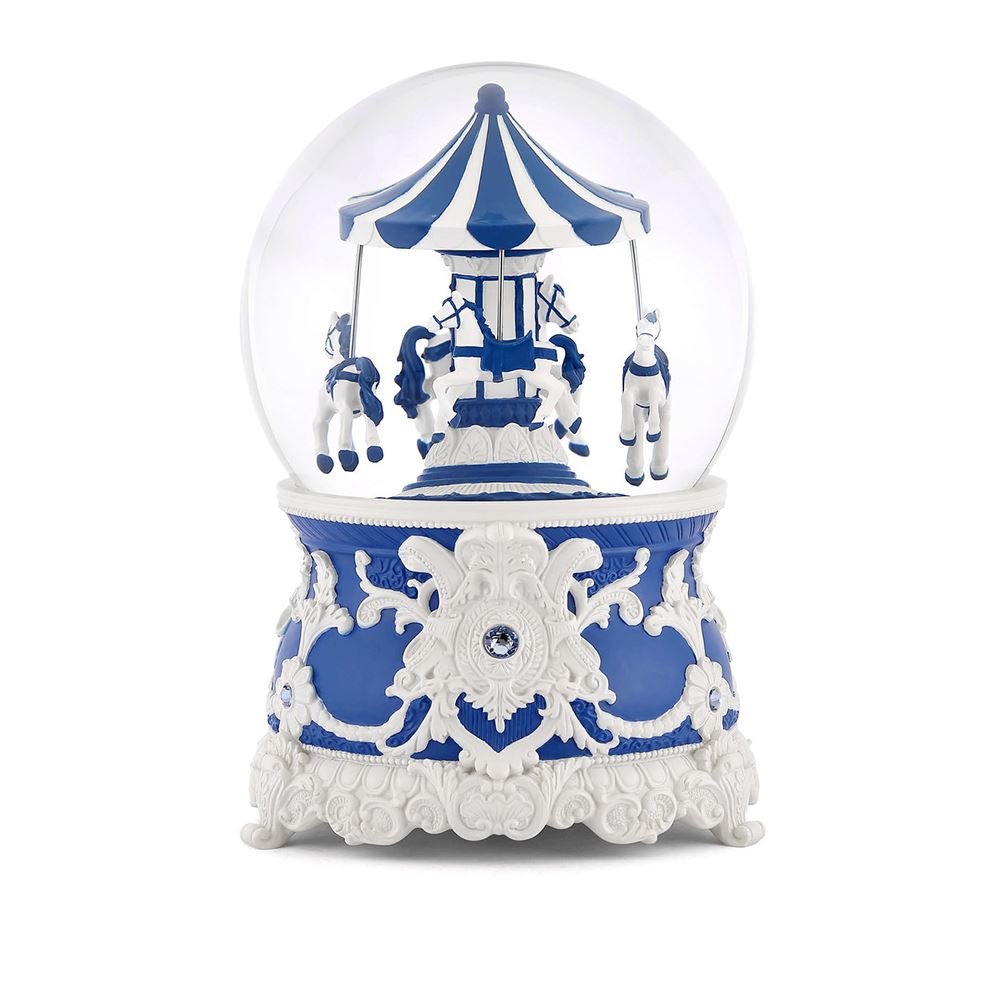 JARLL ART 讚爾藝術 JARLL ART｜雨後藍洛可可旋轉木馬水晶球音樂盒擺件