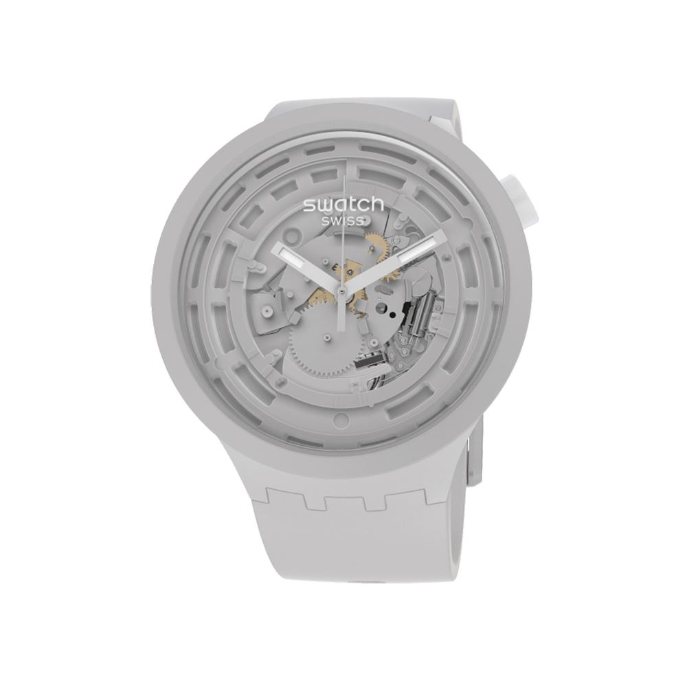 SWATCH BIG BOLD系列氣質灰生物陶瓷石英男錶-SB03M100