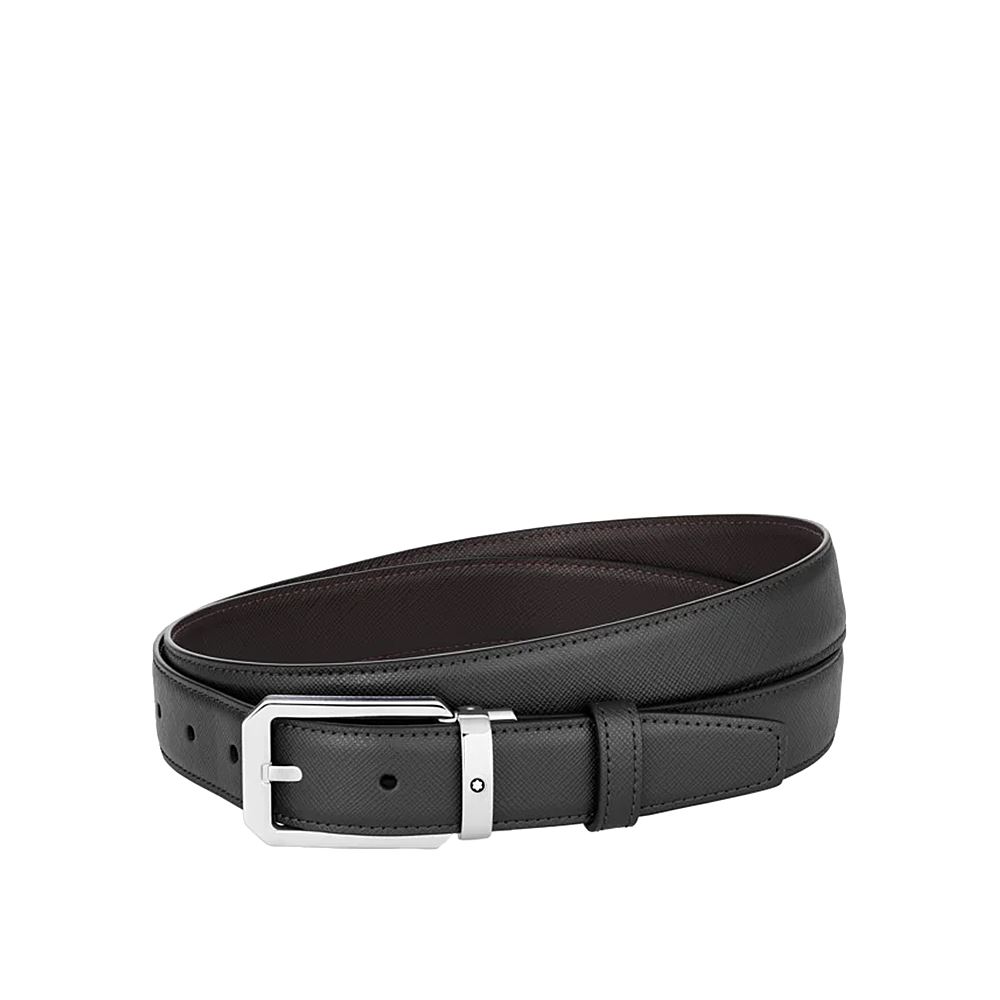 Montblanc 萬寶龍黑棕色 30MM雙面皮帶