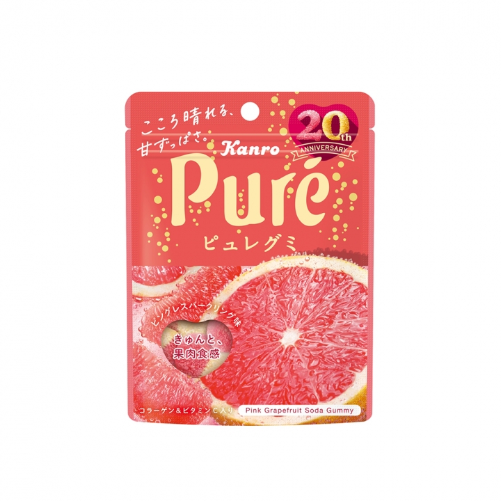 Kanro Pure Gummy PGF Sparkling鮮果實軟糖-粉紅葡萄柚汽水