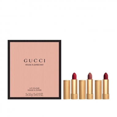 GUCCI BEAUTY古馳 古馳傾色絨霧唇膏三支裝特惠組