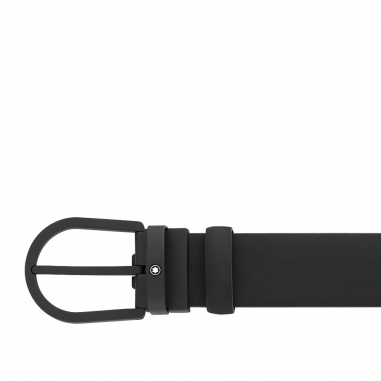 Montblanc Horseshoe Buckle Black 35mm Leather Belt萬寶龍馬蹄形搭扣35MM黑色皮帶