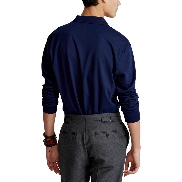 CUSTOM SLIM FIT SOFT COTTON MEN'S POLO SHIRTPOLO修身棉質長袖POLO衫上衣