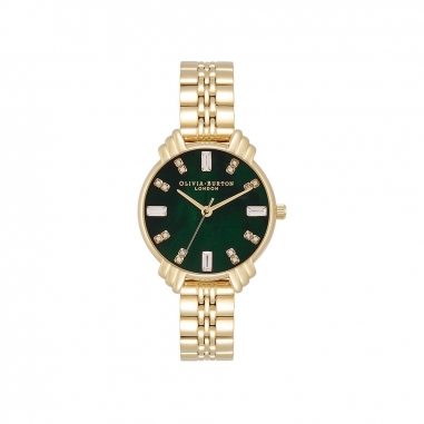Olivia BurtonOlivia Burton ART DECO系列翡翠綠和金色手鍊女錶