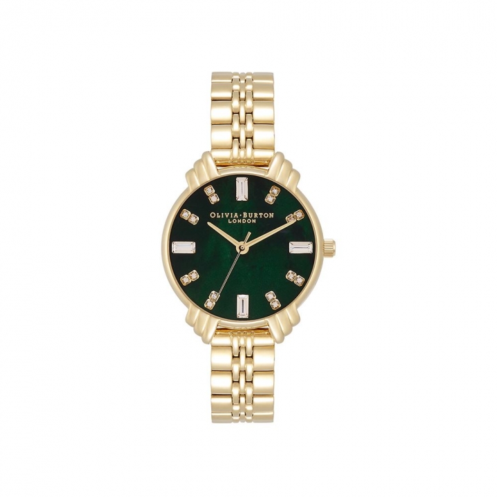 Art Deco Midi Dial Emerald Green & Gold Bracelet WatchART DECO系列翡翠綠和金色手鍊女錶