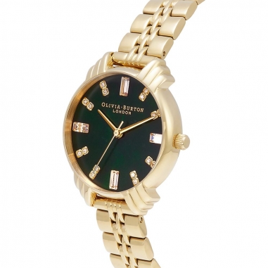 Art Deco Midi Dial Emerald Green & Gold Bracelet WatchART DECO系列翡翠綠和金色手鍊女錶