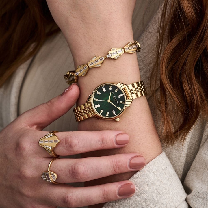 Art Deco Midi Dial Emerald Green & Gold Bracelet WatchART DECO系列翡翠綠和金色手鍊女錶