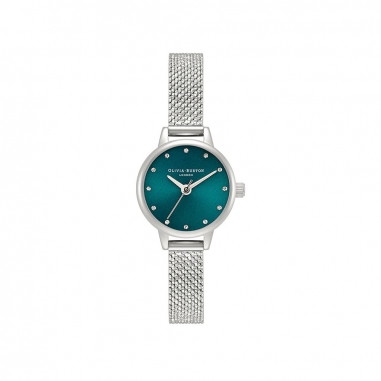 Olivia BurtonOlivia Burton CLASSICS系列藍綠色和銀色米蘭女錶