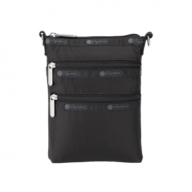 3 ZIP CROSSBODY - RECYCLED BLACK三層拉鏈斜背包 - 永恆黑