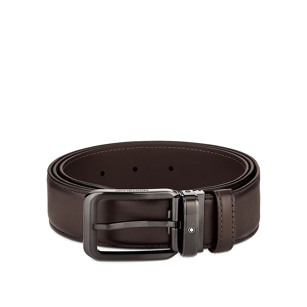 Montblanc 棕色深色35毫米皮帶