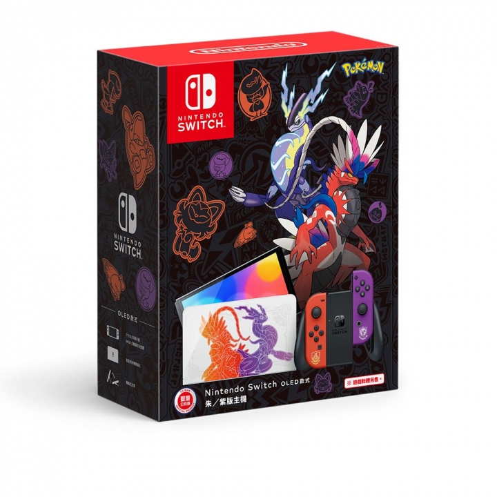  Nintendo Switch 任天堂｜ OLED主機《寶可夢 朱紫 特仕款》+Nintendo Switch 任天堂｜遊戲《寶可夢 朱》中文版+OLED鋼化保護貼+贈卡牌X1