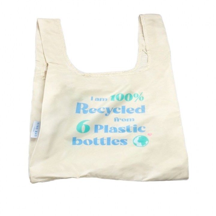 Recycle message英國Kind Bag-環保收納購物袋-中-永續宣言(白)