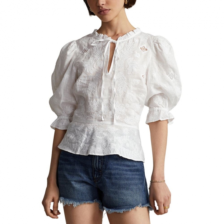 SS CSSIE TP-MID SLEEVE-BLOUSE EYELET EMBSHIRT襯衫