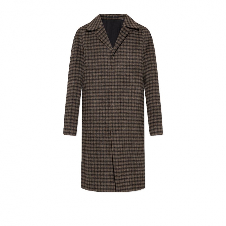 DRUMM COATDRUMM 格紋羊毛中長版大衣