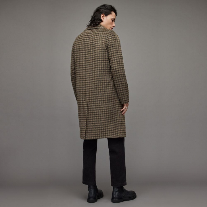 DRUMM COATDRUMM 格紋羊毛中長版大衣