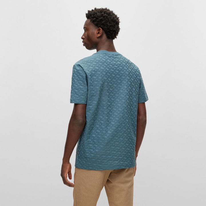 BOSS MONOGRAM-PATTERN THIRT IN COTTON JACQUARDBOSS 滿版LOGO PRINT T恤