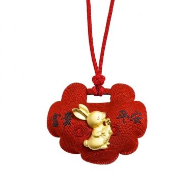 FORTUNE RABBIT GOLD PENDENT富貴平安鎖黃金項墜-兔