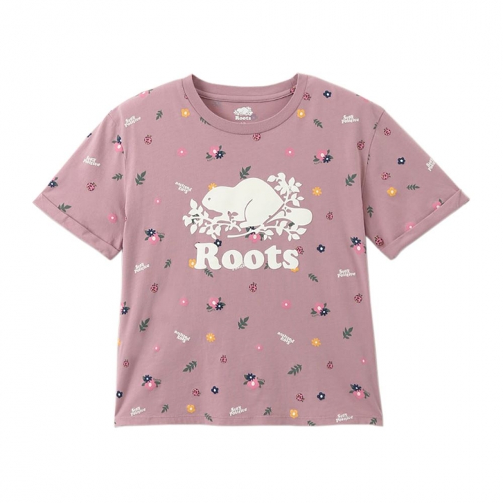 FLOWER AOP T-SHIRTRoots女裝-擁抱真我系列 自然元素有機棉短袖T恤