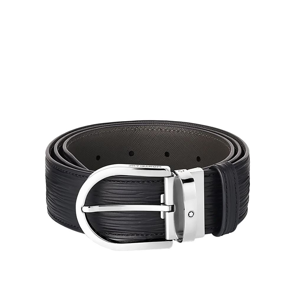 Montblanc 萬寶龍馬蹄扣黑色皮帶40MM