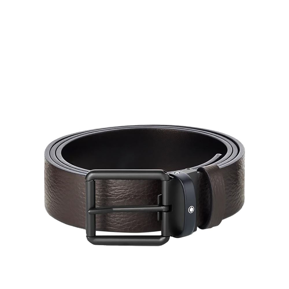 Montblanc 萬寶龍棕色/黑色雙面皮帶35MM