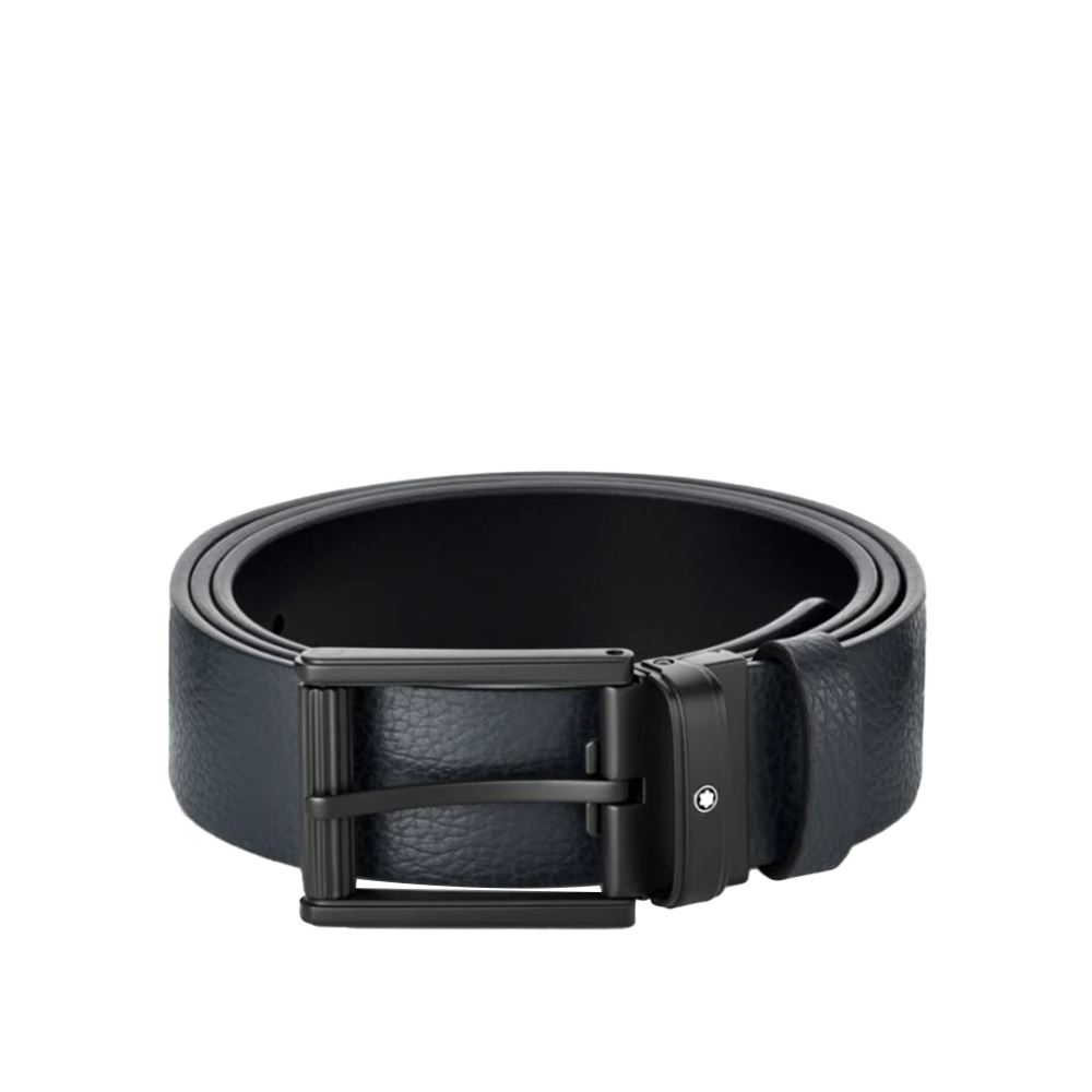 Montblanc 萬寶龍深藍色/黑色雙面皮帶35MM