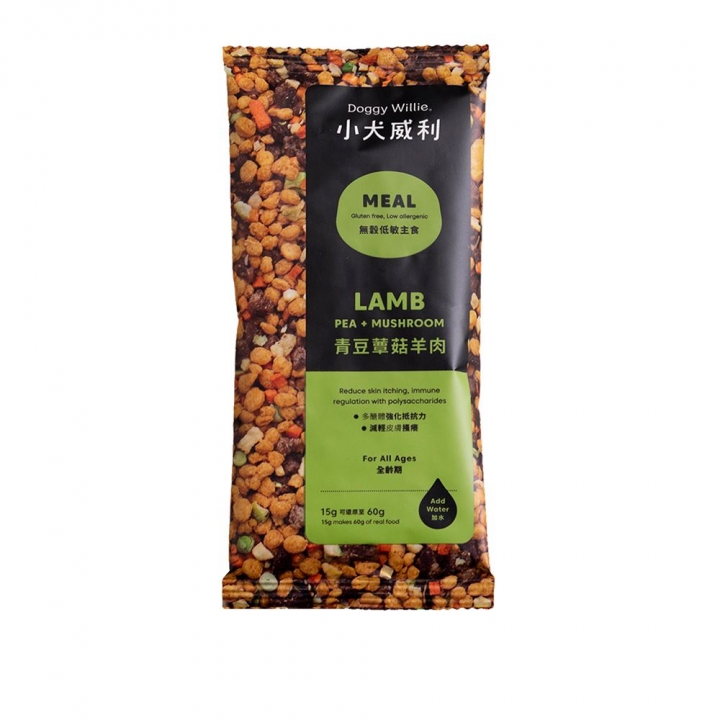 Lamb, Pea, and Mushroom.
Volume: 15 grams青豆蕈菇羊肉 輕巧包 15g