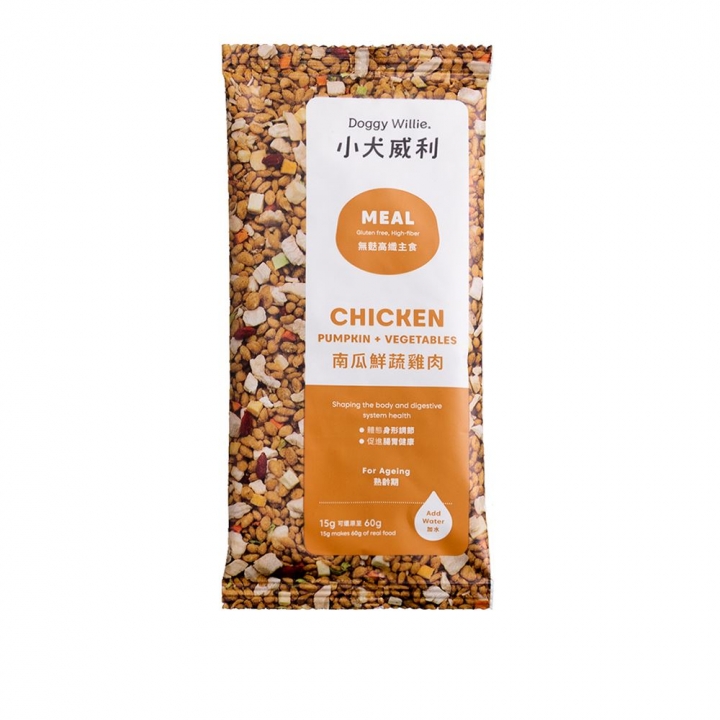 Chicken, Pumpkin, and Vegetables.
Volume: 15 grams南瓜鮮蔬雞肉 輕巧包 15g