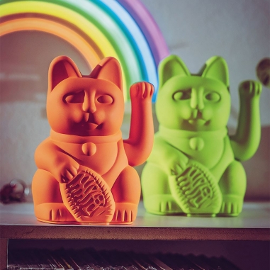 LUCKY CAT 招財貓_螢光橘(經典款)LUCKY CAT|德國DONKEY 幸運繽紛招財貓 經典螢光橘