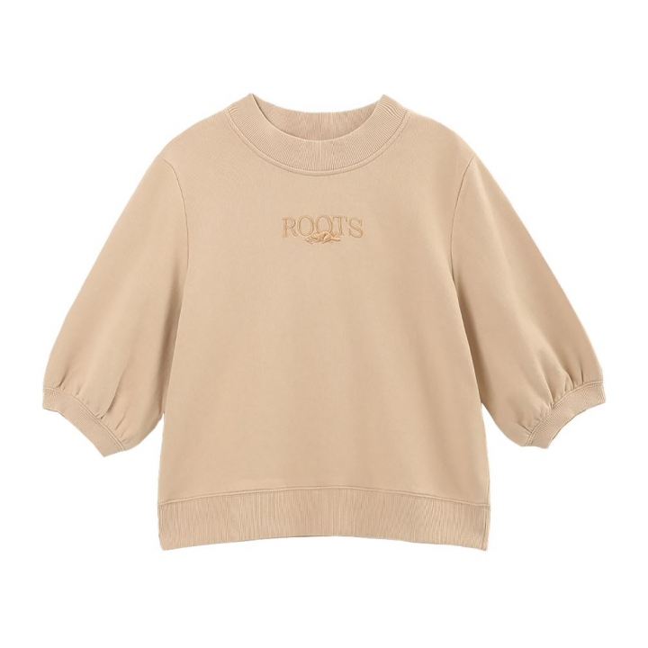 RT SWEAT TOPRoots女裝-舒適生活系列 刺繡海狸LOGO 五分袖T恤