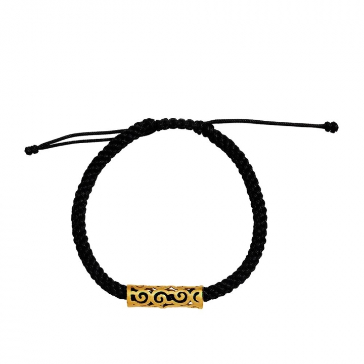 GOLD RED STRING BRACELETLe petit design黃金黑繩手鍊(蘋步青雲)