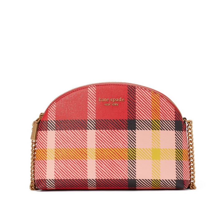 MORGAN MUSEUM PLAID PRINTED PVC DOUBLE ZIP DOME CROSSBODYMORGAN斜背包