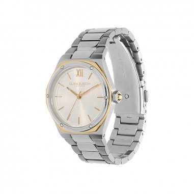 Hexa White, Gold & Silver Bracelet WatchSports Luxe Hexa不鏽鋼女錶-銀