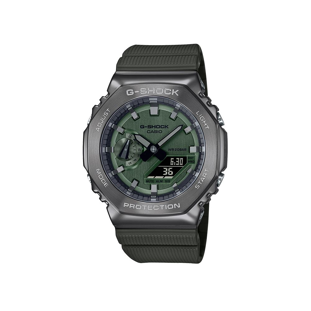 CASIO CASIO G-SHOCK 八角 藍芽雙顯錶-灰綠