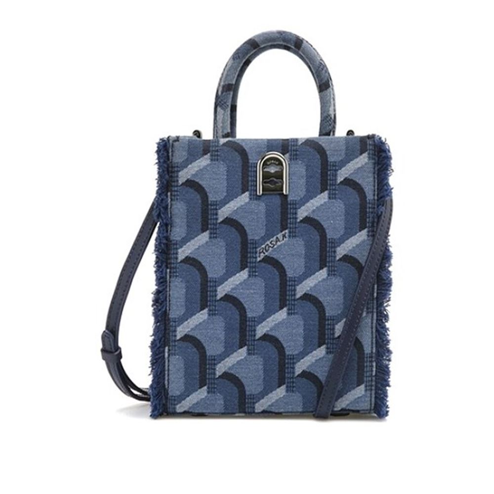 Rosa.K 迷你MONOGRAM 牛仔托特包 丹寧藍