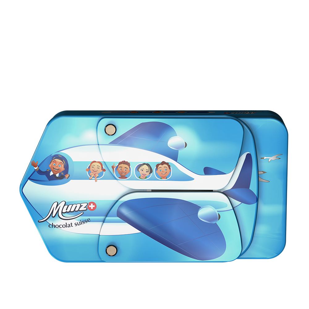 Munz Munz 牛奶巧克力飛機造型鐵盒