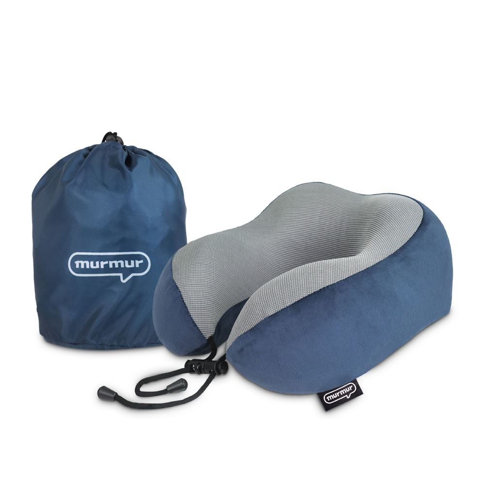 murmur murmur｜山型輕絨毛護頸附收納袋旅行頸枕 莫蘭迪藍 NP033