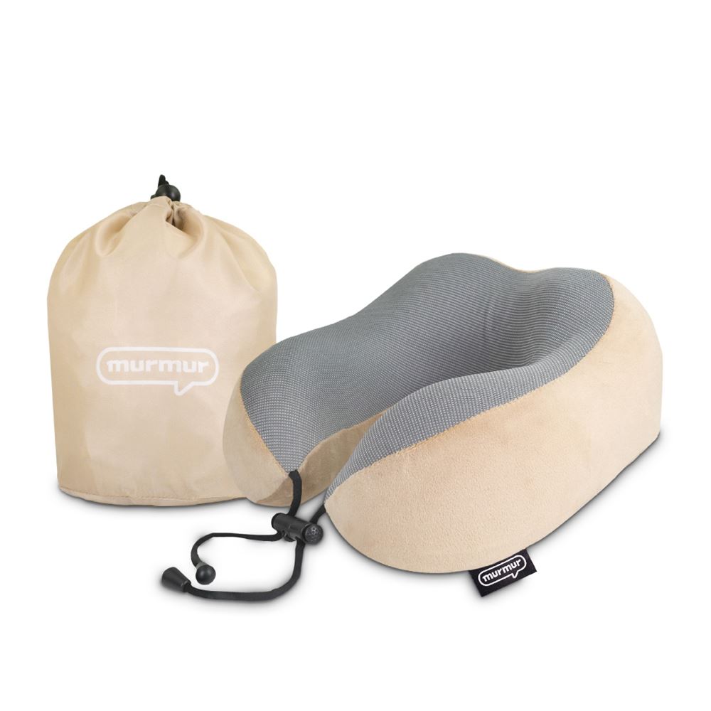 murmur murmur｜山型輕絨毛護頸附收納袋旅行頸枕 奶茶棕 NP035