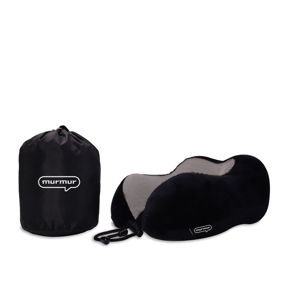 murmur murmur｜山型輕絨毛護頸附收納袋旅行頸枕 霧黑 NP028