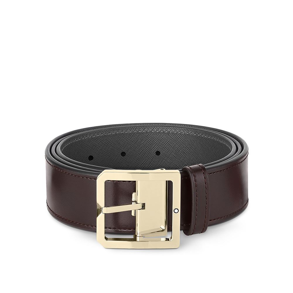 Montblanc 萬寶龍全新深棕色\灰色皮帶（40毫米）